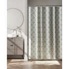Zenna Home 70 In. x 72 In. Quinn Geometric Sage Green Decorative Fabric Shower Curtain Image 2