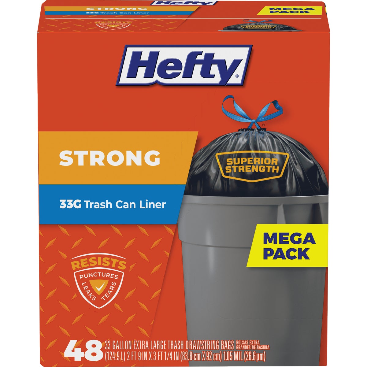 Hefty Strong 33 Gal. Extra Large Black Trash Bag (48-Count)
