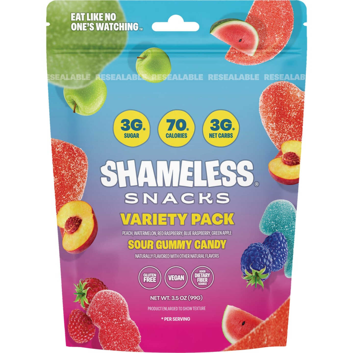 Shameless Snacks 3-1/2 Oz. Variety Pack Sour Gummy Candy Image 1