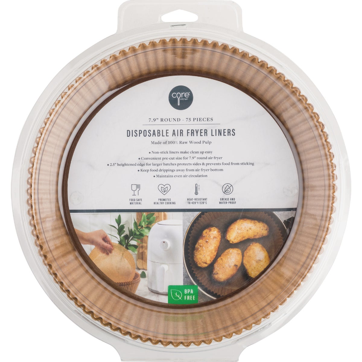 Core Home 7.9 In. Round Air Fryer Liners (75-Count) Image 3