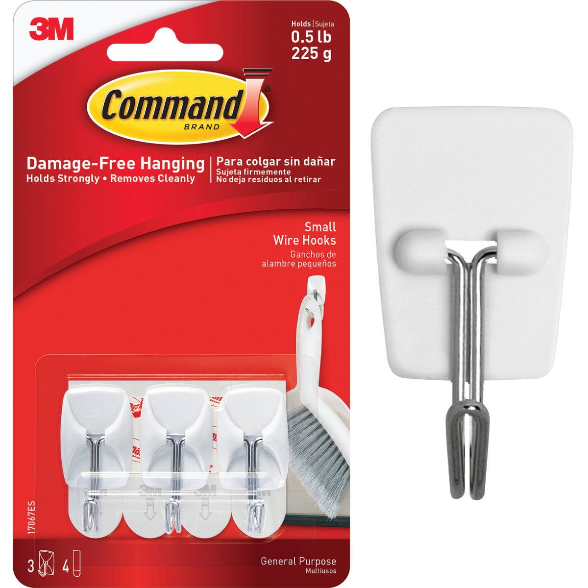 Command Small White Wire Hooks, 3 Hooks, 4 Strips Image 1