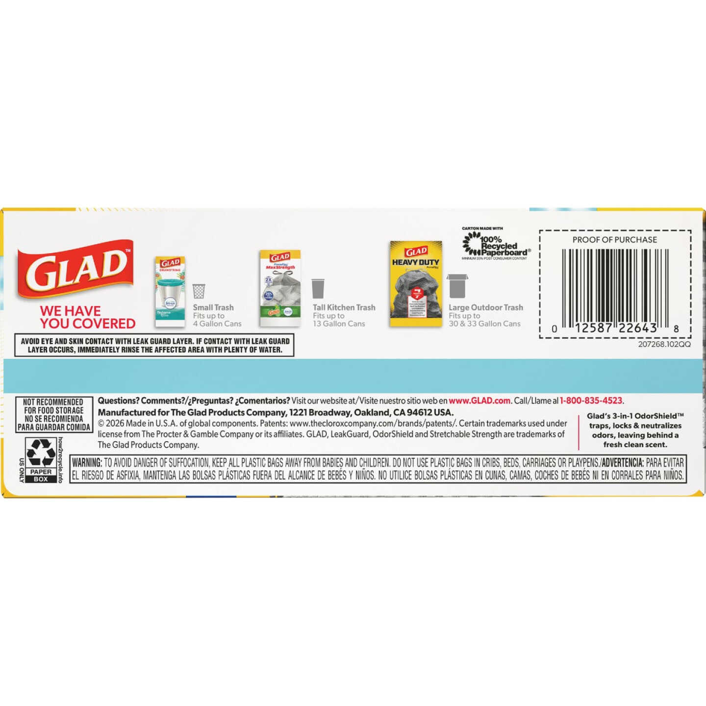 Glad 13 Gal. ForceFlex MaxStrength LeakGuard Tall Kitchen Drawstring Trash Bags, Fresh Air Scent (20-Count) Image 6