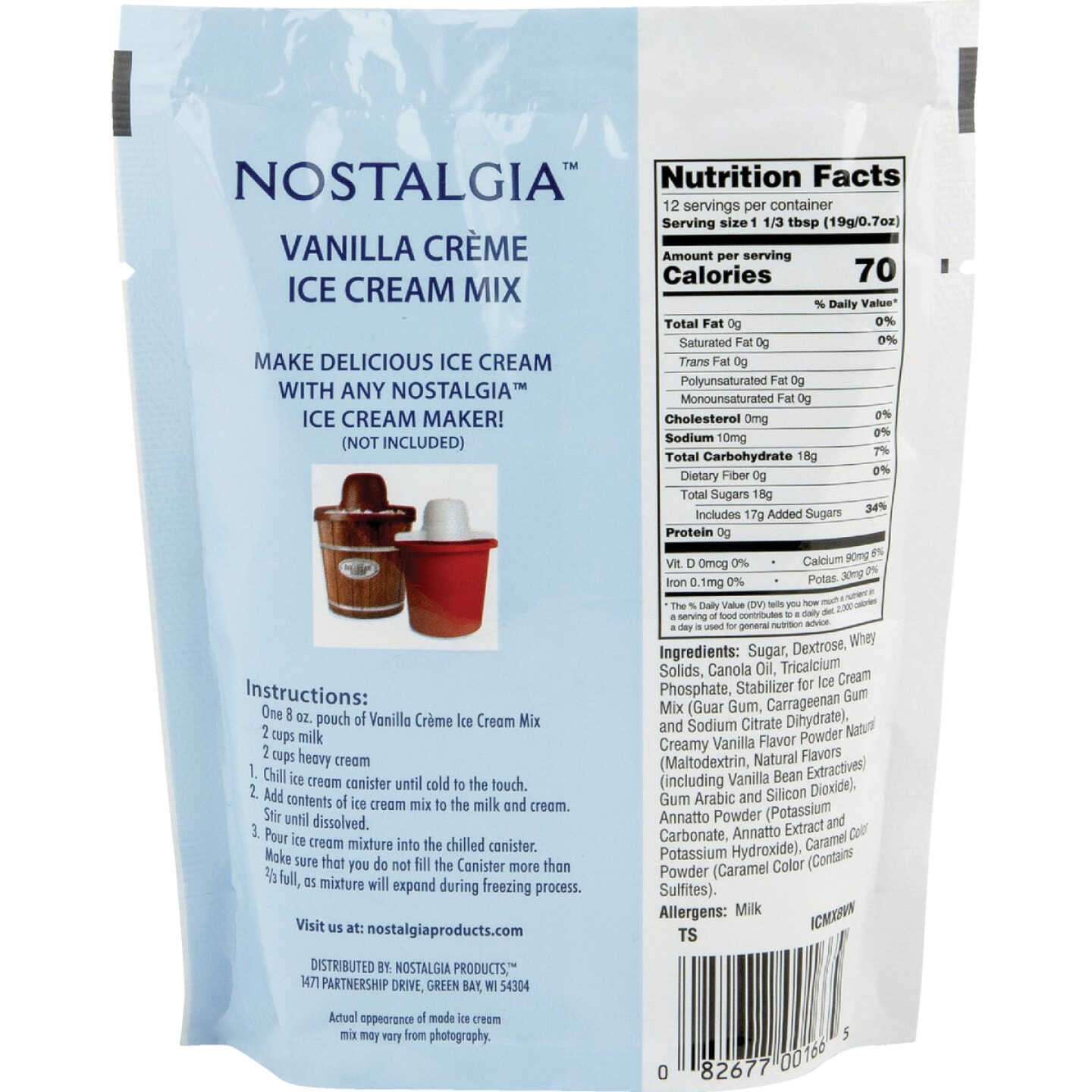 Nostalgia 8 Oz. Vanilla Individual Ice Cream Packet Image 2