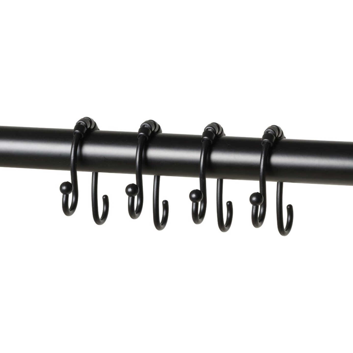Zenna Home Rustproof Matte Black Double Roller Shower Curtain Hooks (12-Count) Image 4
