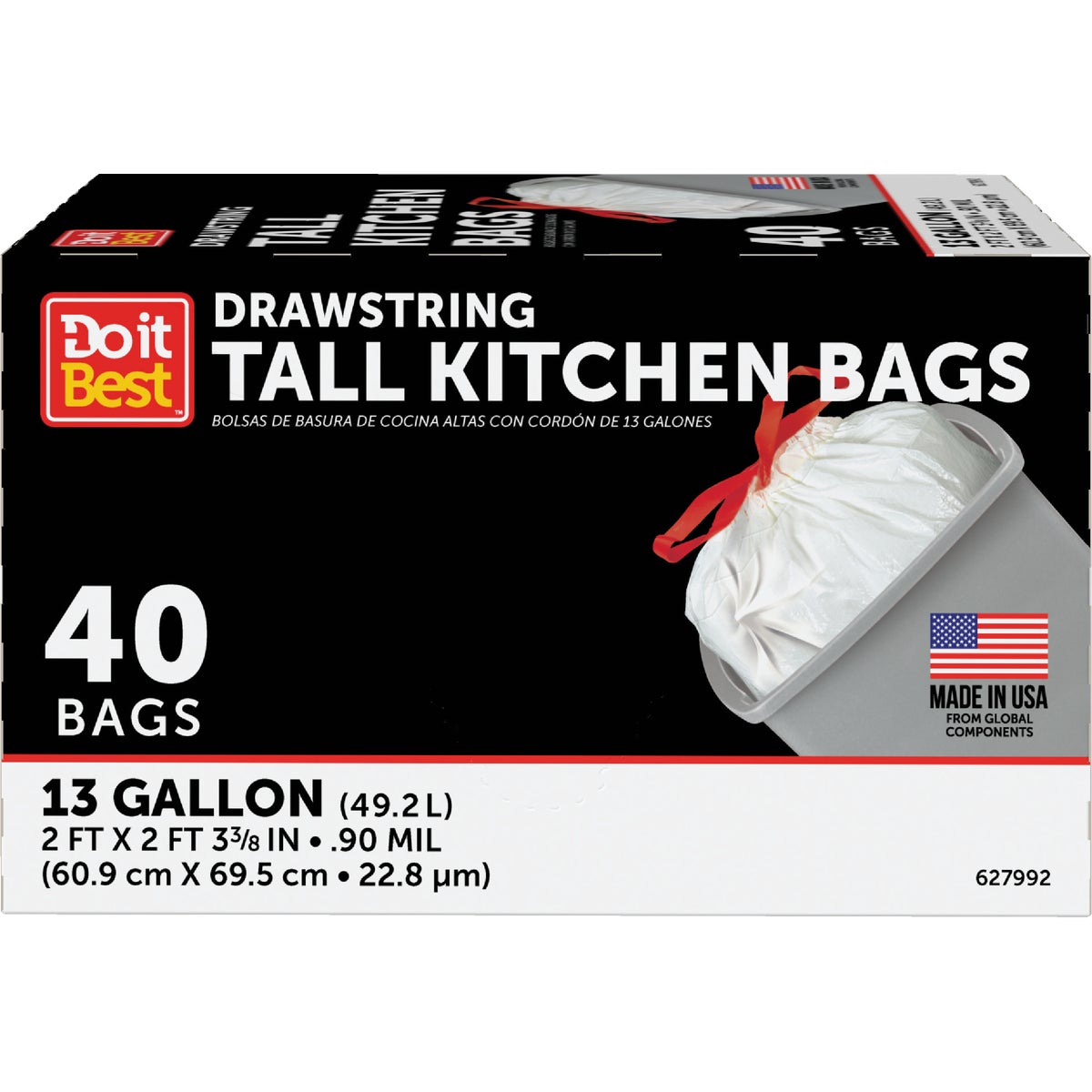Do it Best 13 Gal. Tall Kitchen White Trash Bag (40-Count)