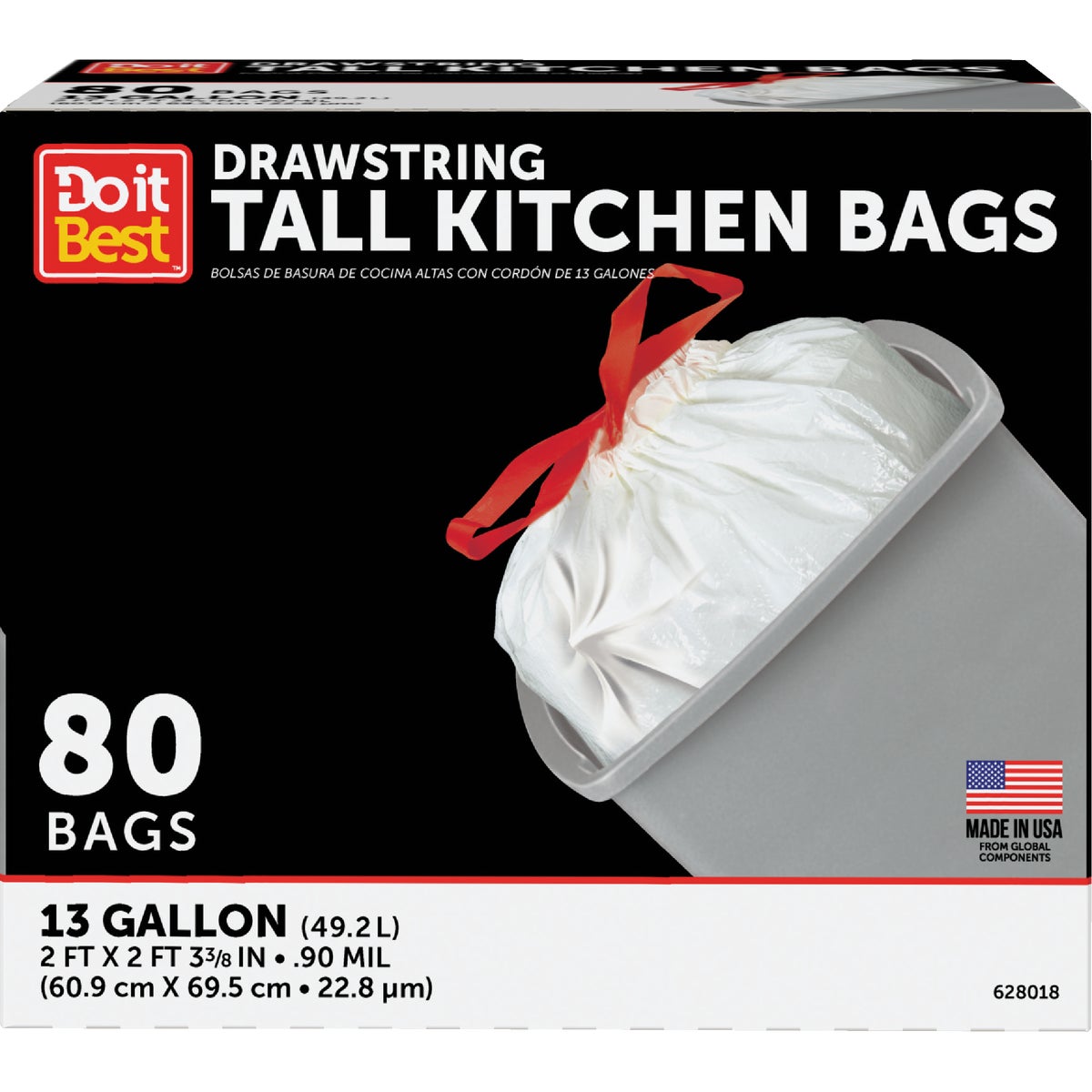 Do it Best 13 Gal. Tall Kitchen White Trash Bag (80-Count)