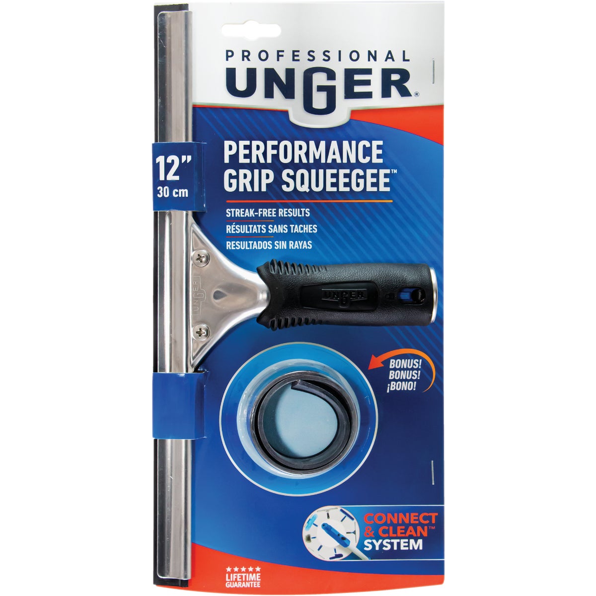 Unger Professional 12 In. Performance Grip Squeegee with Bonus Rubber