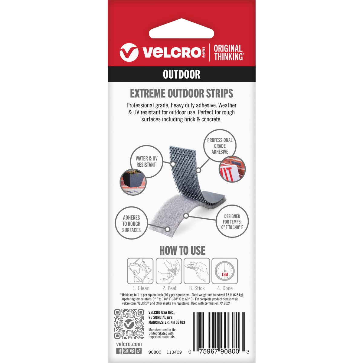 VELCRO Brand Industrial Strength Extreme Gray 1 In. x 4 In. Adhesive Hook & Loop Strip (5 Ct.) Image 5