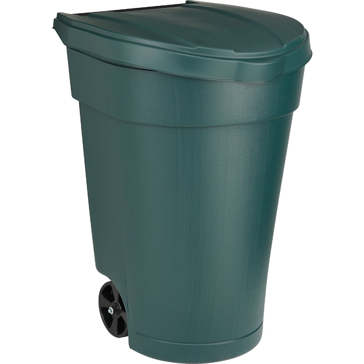 United Solutions 50 Gal. Green Plastic Wheeled Outdoor Trash Can with Lid