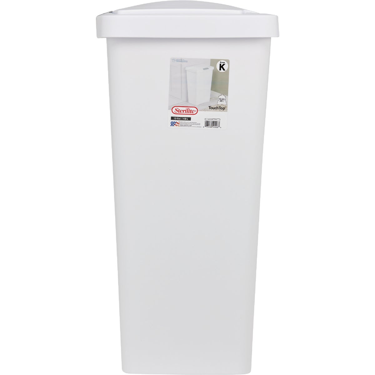 Sterilite 13 Gal. White TouchTop Wastebasket Image 2