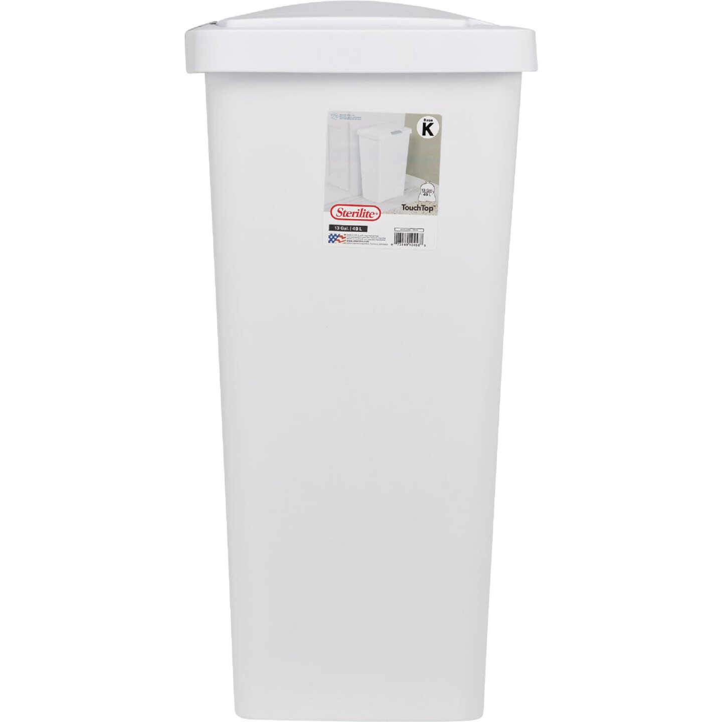 Sterilite 13 Gal. White TouchTop Wastebasket Image 2