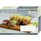 Ecolution Kitchen Extras Bamboo Wood Taco Board With Taco Holder & 2 Cups Image 2