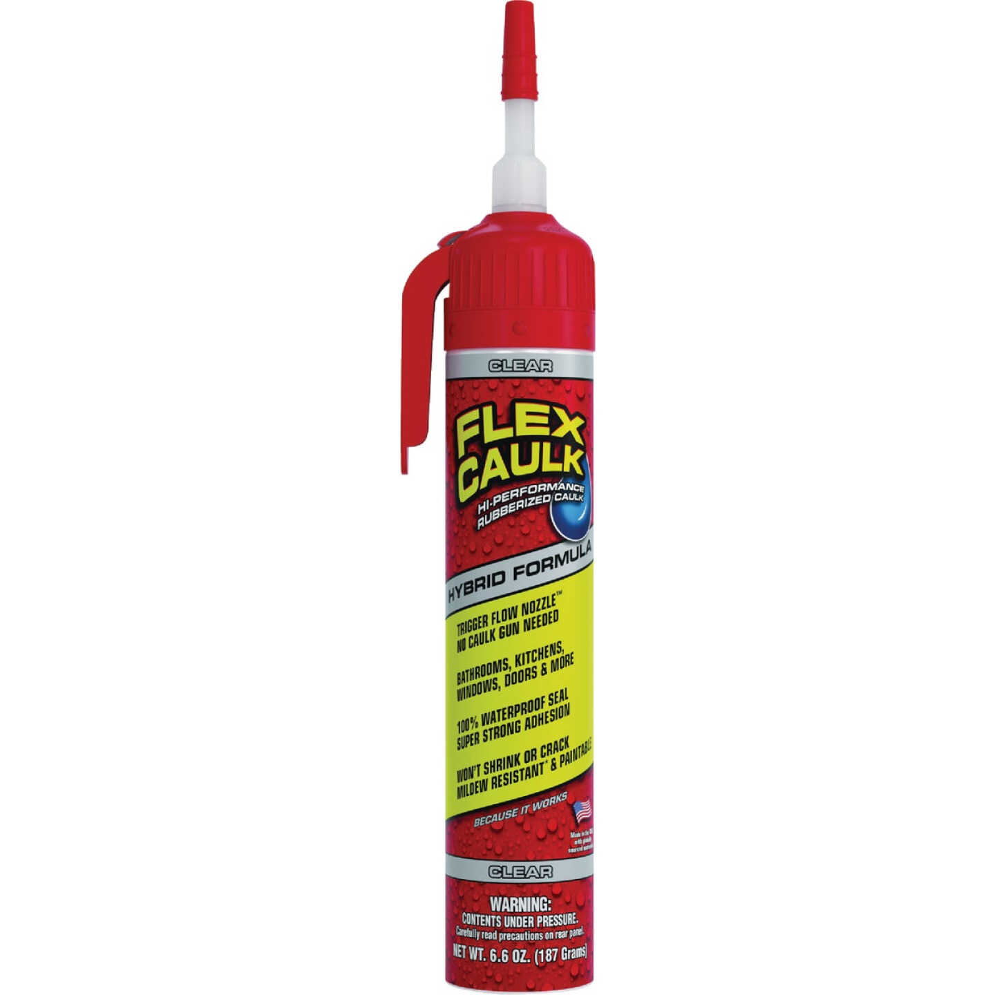 Flex Caulk 6.75 Oz. Clear Hybrid Caulk Cartridge With Adjustable Nozzle Image 1