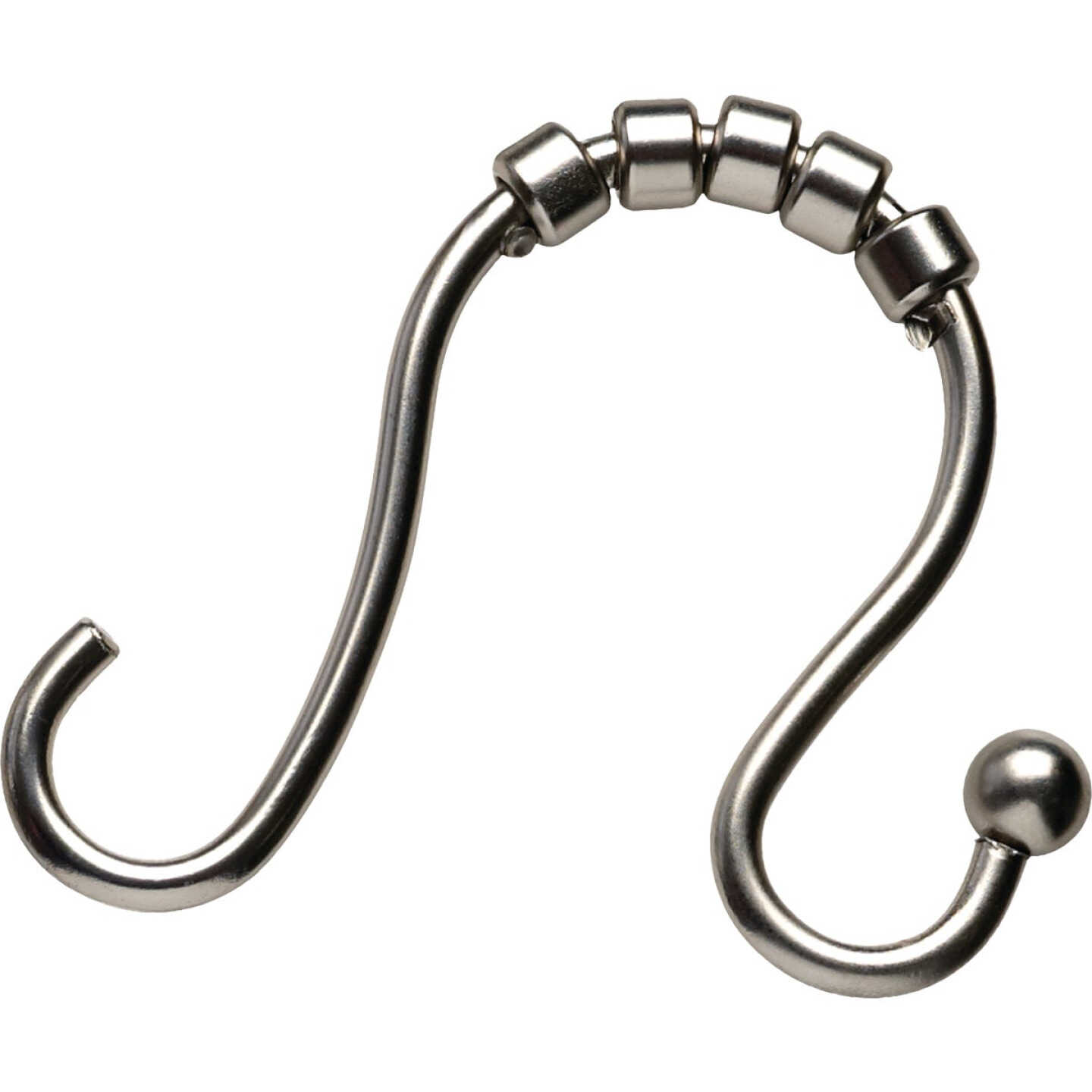 Zenna Home Rustproof Nickel Double Roller Shower Curtain Hooks (12-Count) Image 1