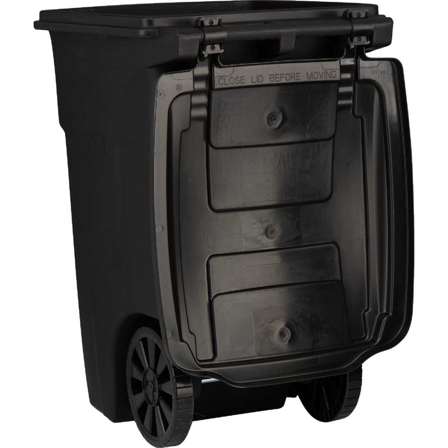 Toter 48 Gal. Black Outdoor Trash Can With Attached Lid and Wheels Image 5