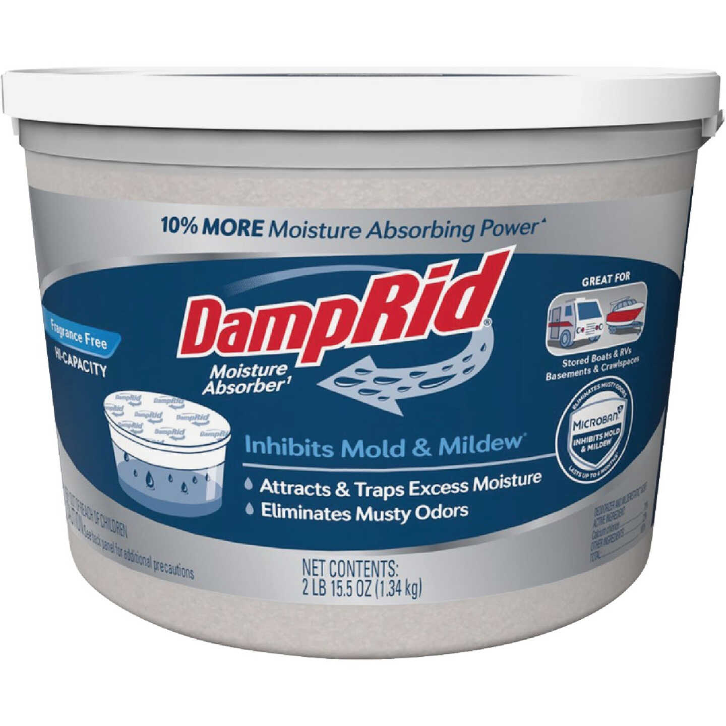 DampRid 2 Lb. 15.5 Oz. Hi-Capacity Fragrance Free Moisture Absorber with Microban Image 1