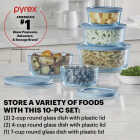 Pyrex Simply Store Tinted Blue Round Storage Set with Blue Plastic Lids (10-Piece) Image 3