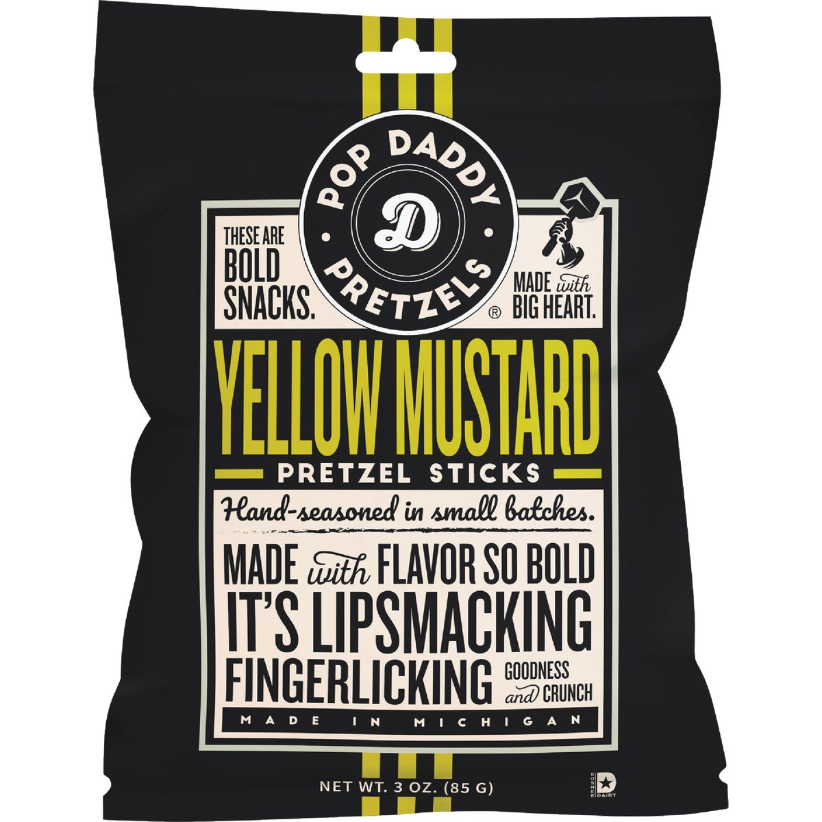 Pop Daddy 3 Oz. Yellow Mustard Pretzel Sticks