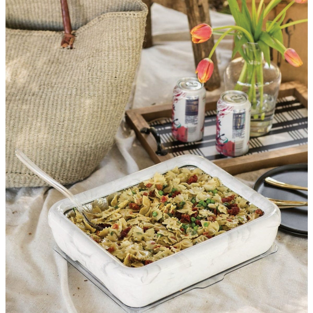 Fancy Panz Classic Marble Baking Carrier with Foil Pan and Serving Spoon Image 2