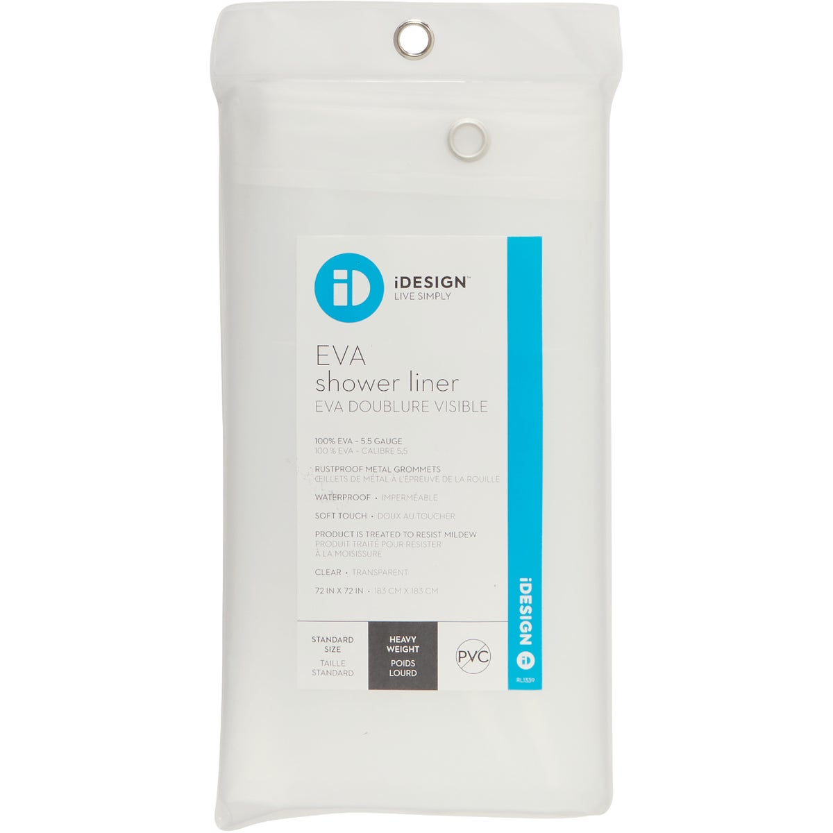 iDesign 72 In. x 72 In. Clear EVA Shower Curtain Liner Image 2