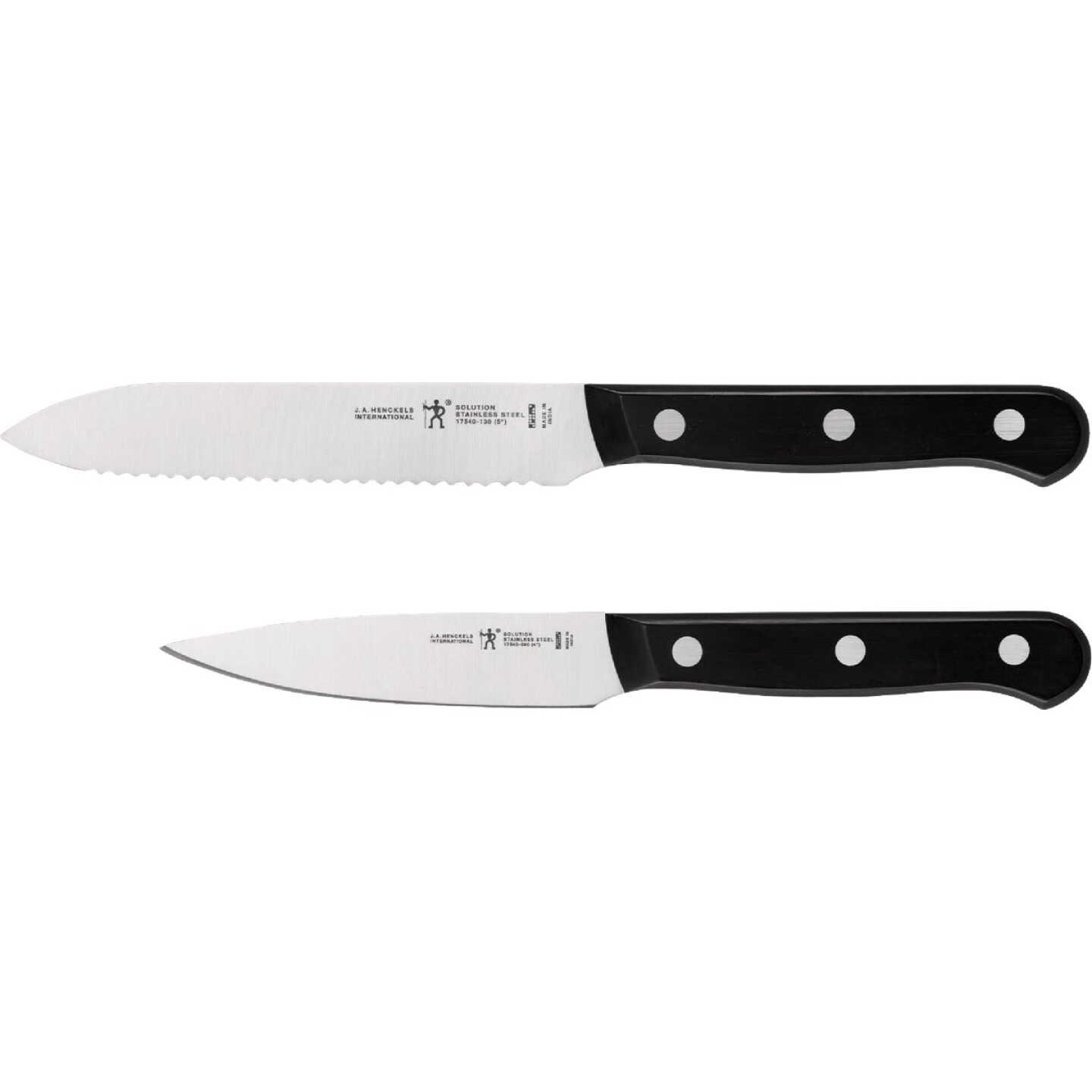 J. A. Henckels International Solution 2-Piece Prep Knife Set with Paring Knife and Serrated Utility Knife Image 1