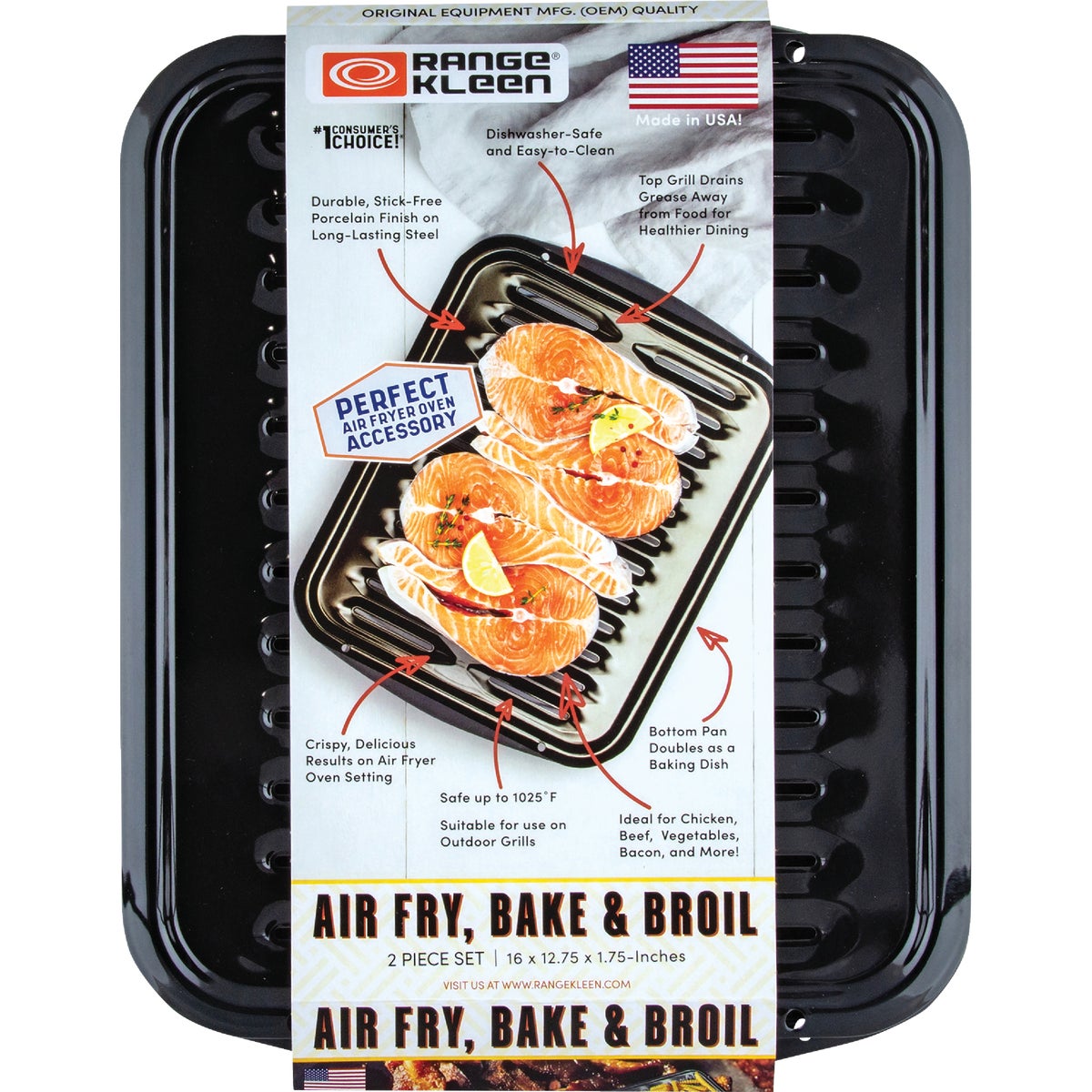 Range Kleen Black Porcelain Air Fry, Bake and Broil Pan