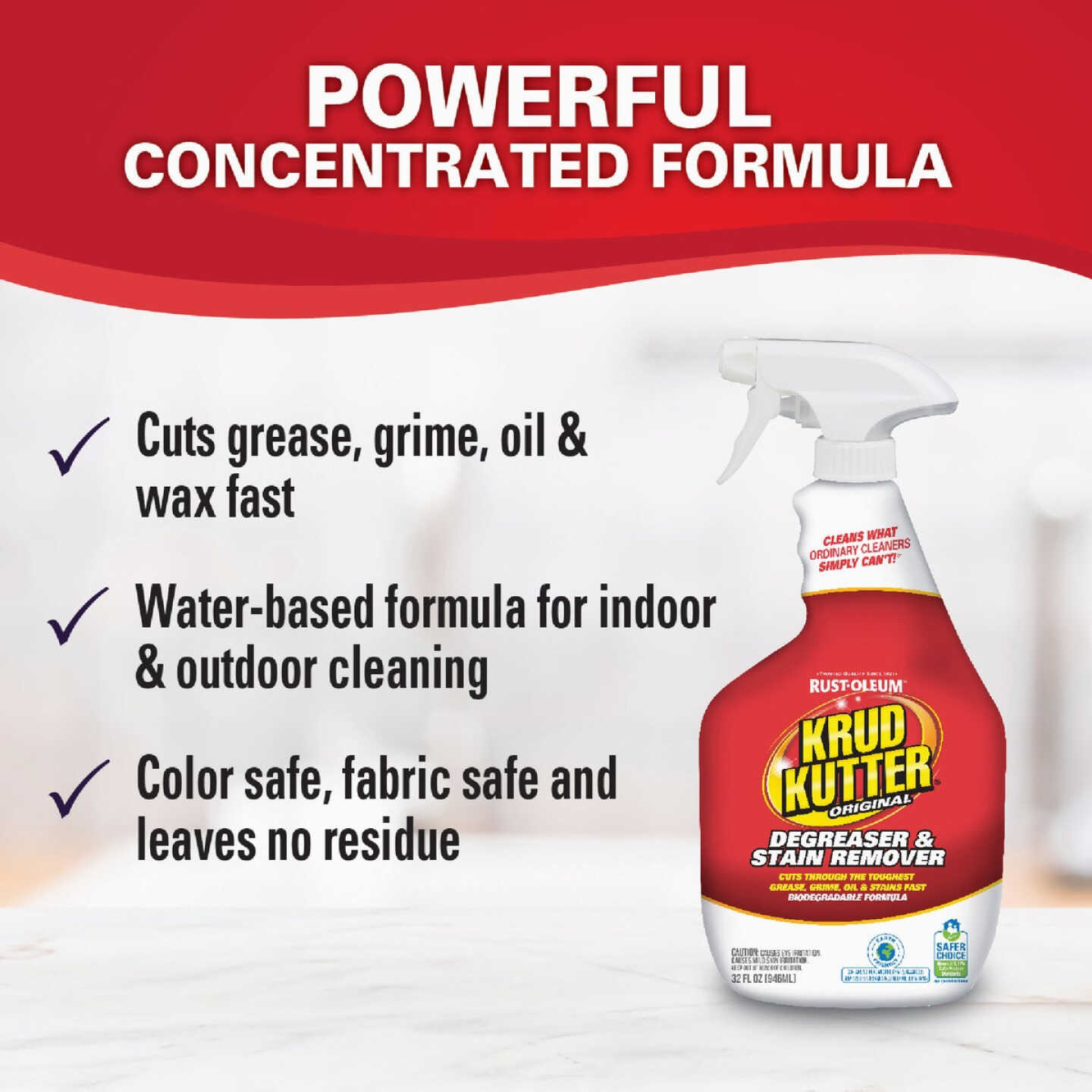 Krud Kutter 32 Oz. Super Concentrated Liquid Cleaner & Degreaser Stain Remover Trigger Spray Image 3