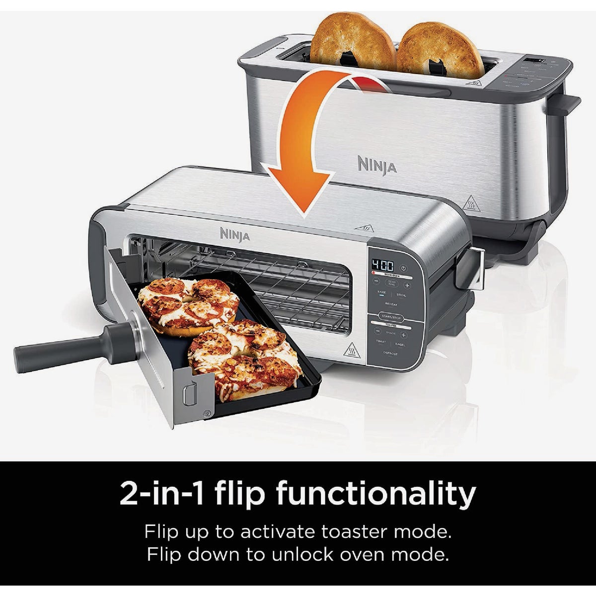 Ninja Foodi 2-Slice Stainless Steel 2-In-1 Flip Toaster Image 2