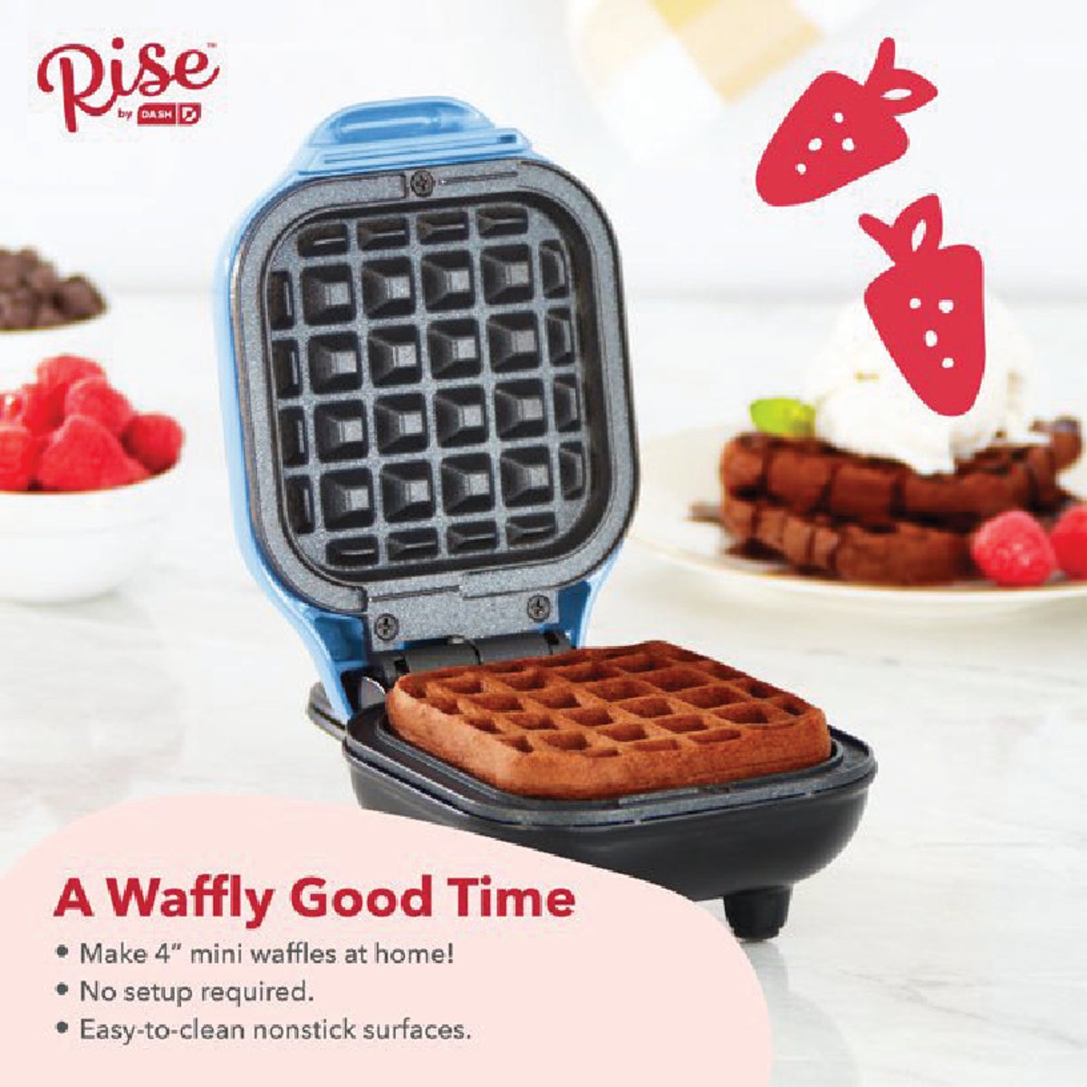 Rise by Dash 4 In. Light Blue Mini Waffle Maker Image 5
