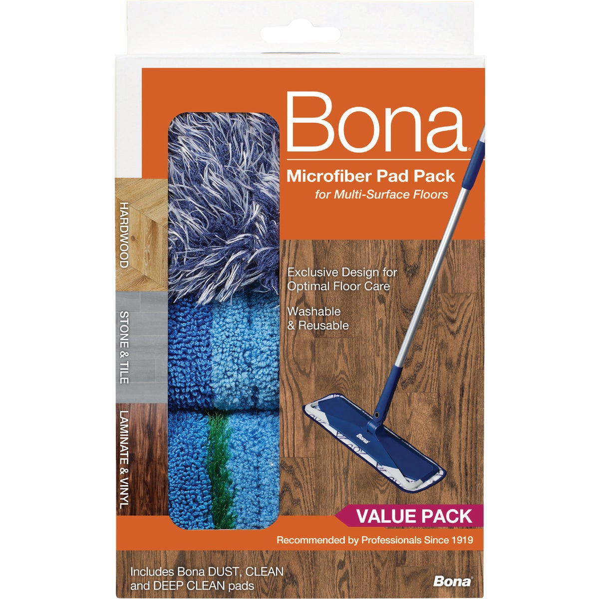 Bona 4 In. W. x 15 In. L. Microfiber Cleaning Pad Mop Refill with Dusting Pad (3-Count) Image 8