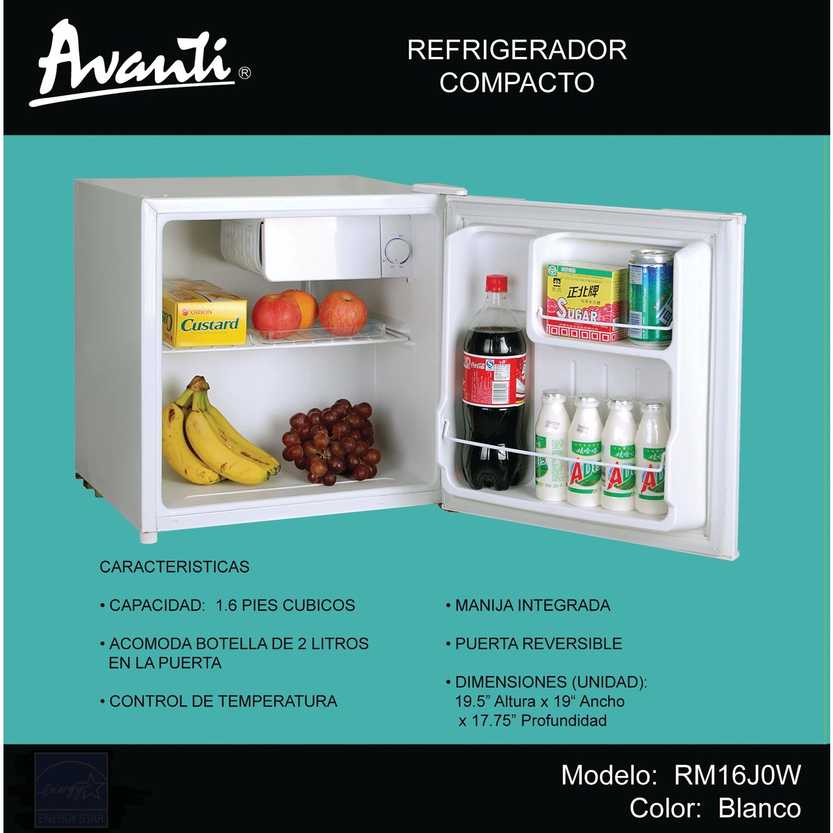 Avanti 1.6 Cu. Ft. White Cube Refrigerator Image 2
