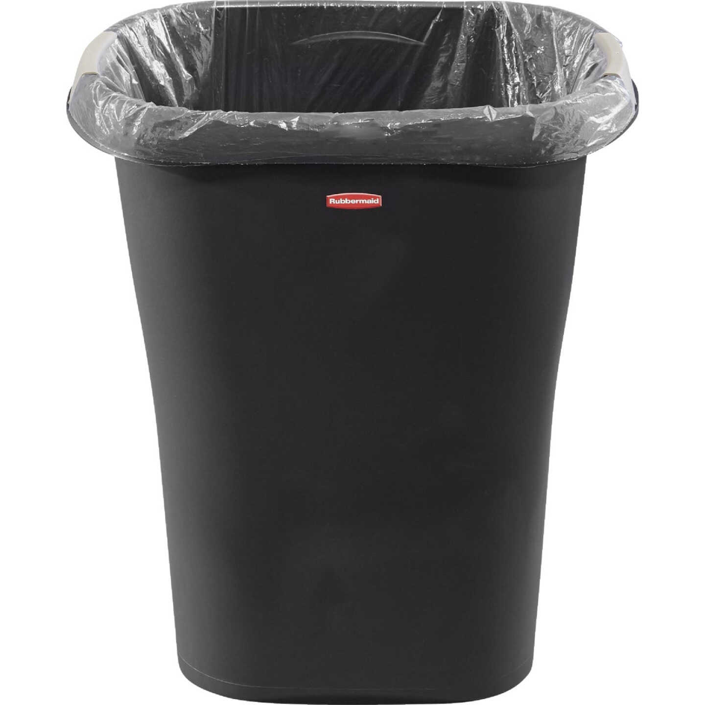 Rubbermaid 8 Gal. Black Rectangular Wastebasket with LinerLock Image 4