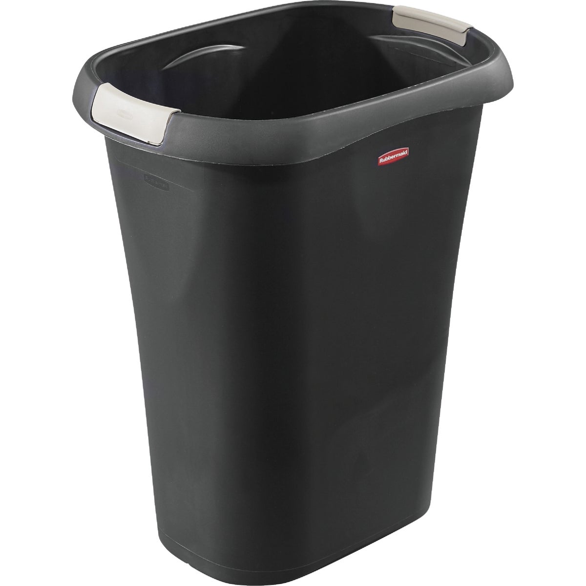 Rubbermaid 8 Gal. Black Rectangular Wastebasket with LinerLock Image 3