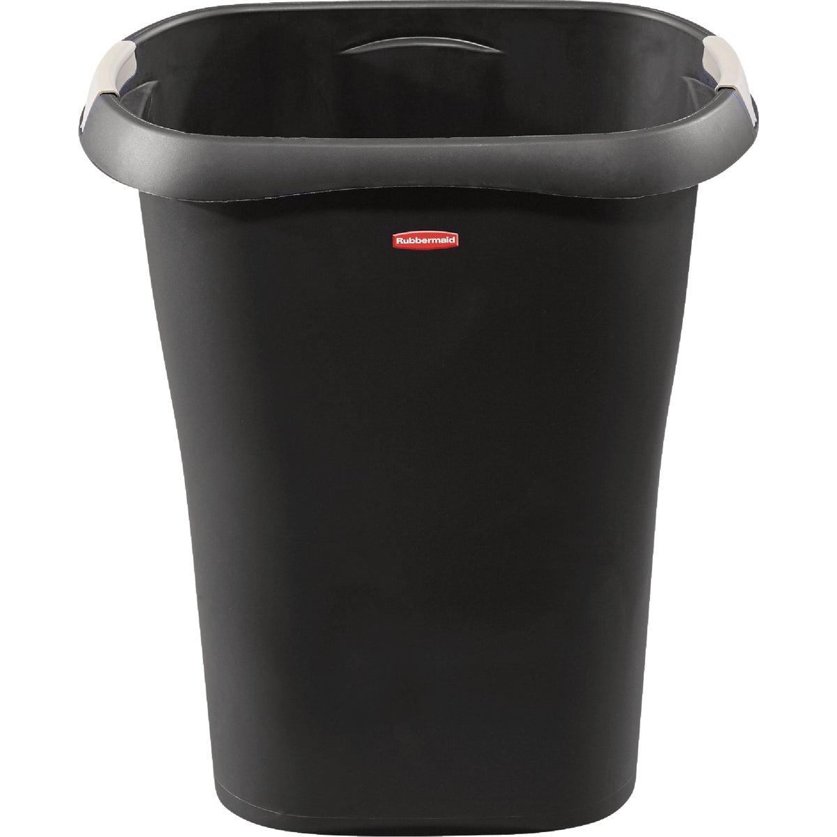 Rubbermaid 8 Gal. Black Rectangular Wastebasket with LinerLock