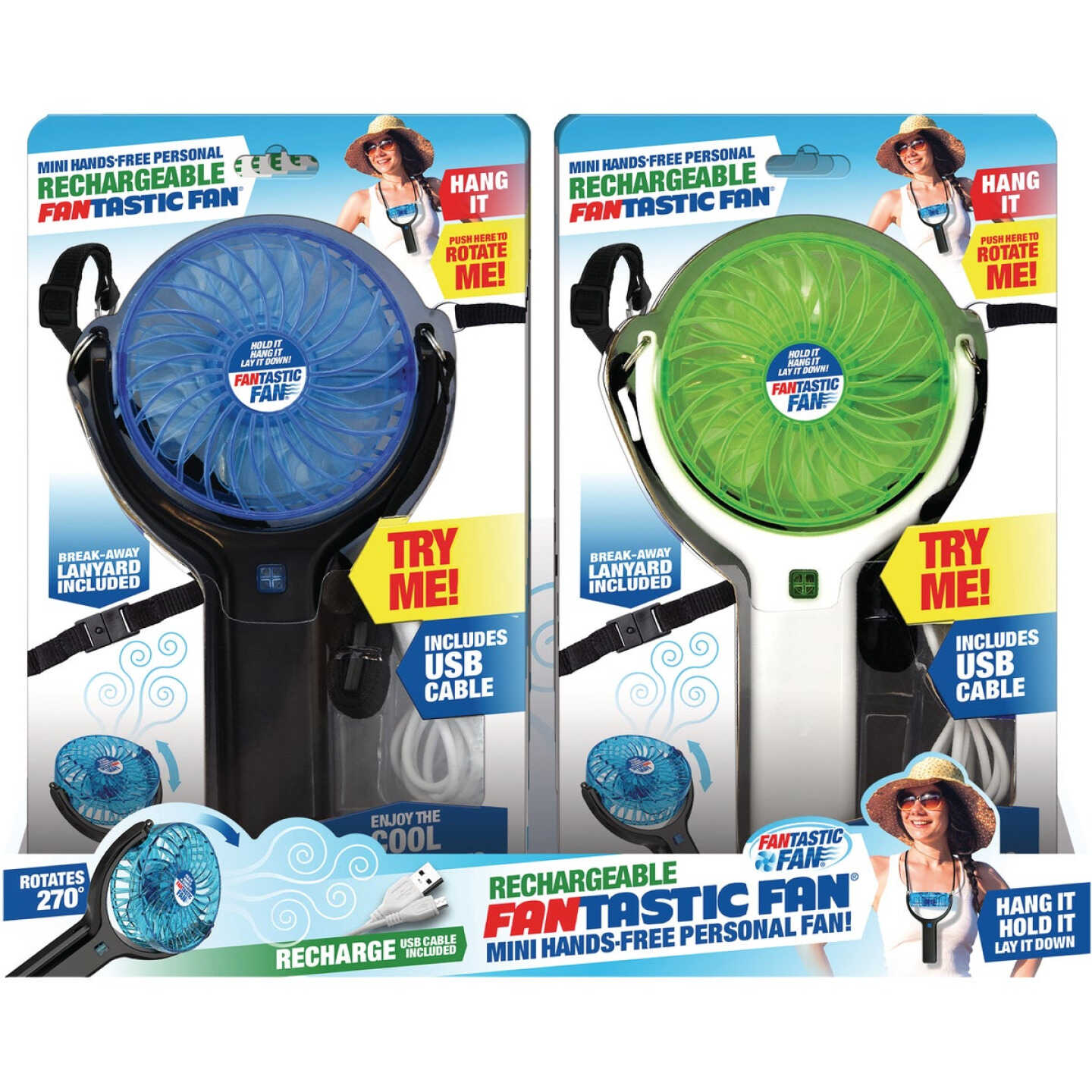 Fantastic Fan Mini Hands-Free Rechargeable USB Fan with Lanyard Image 1