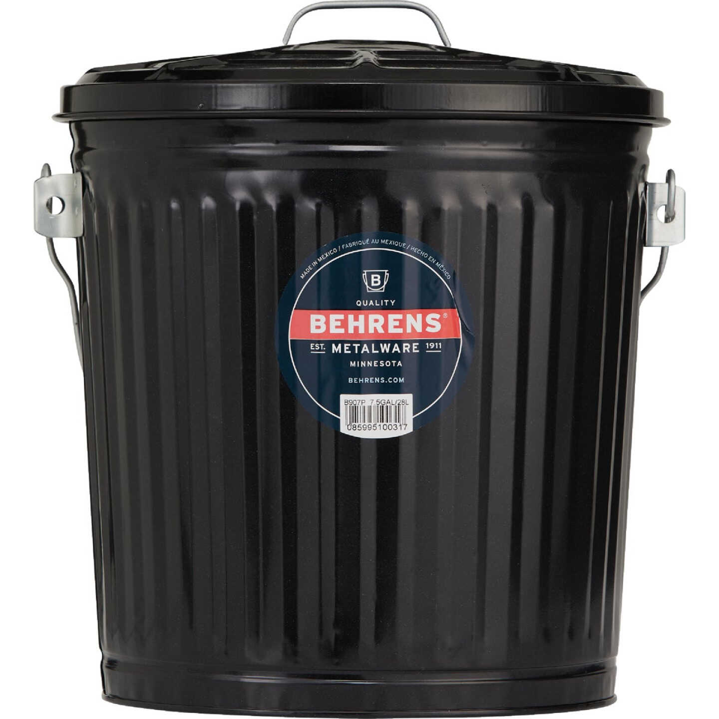 Behrens 7.5 Gal. Black Galvanized Steel Ash Pail Image 2