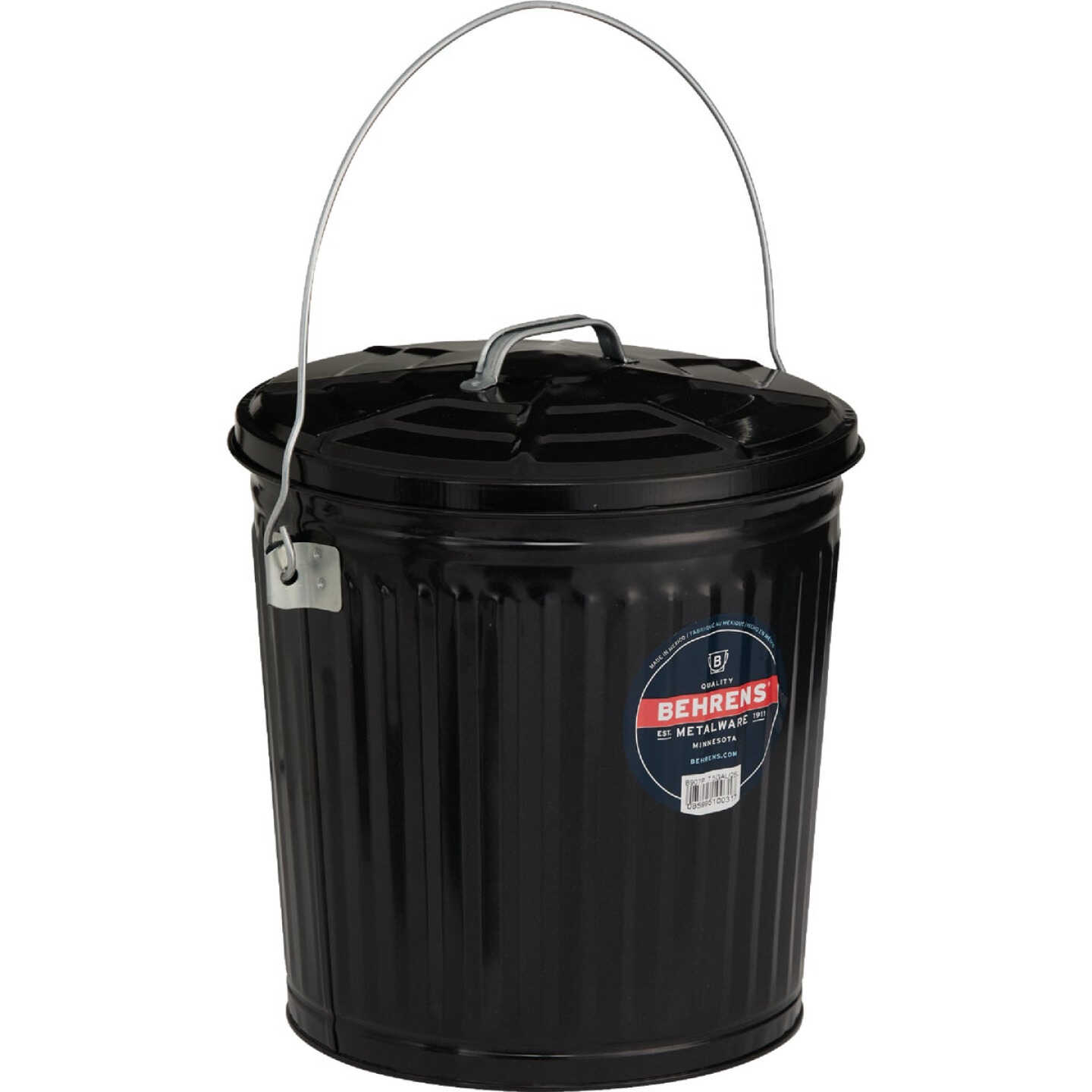 Behrens 7.5 Gal. Black Galvanized Steel Ash Pail Image 3