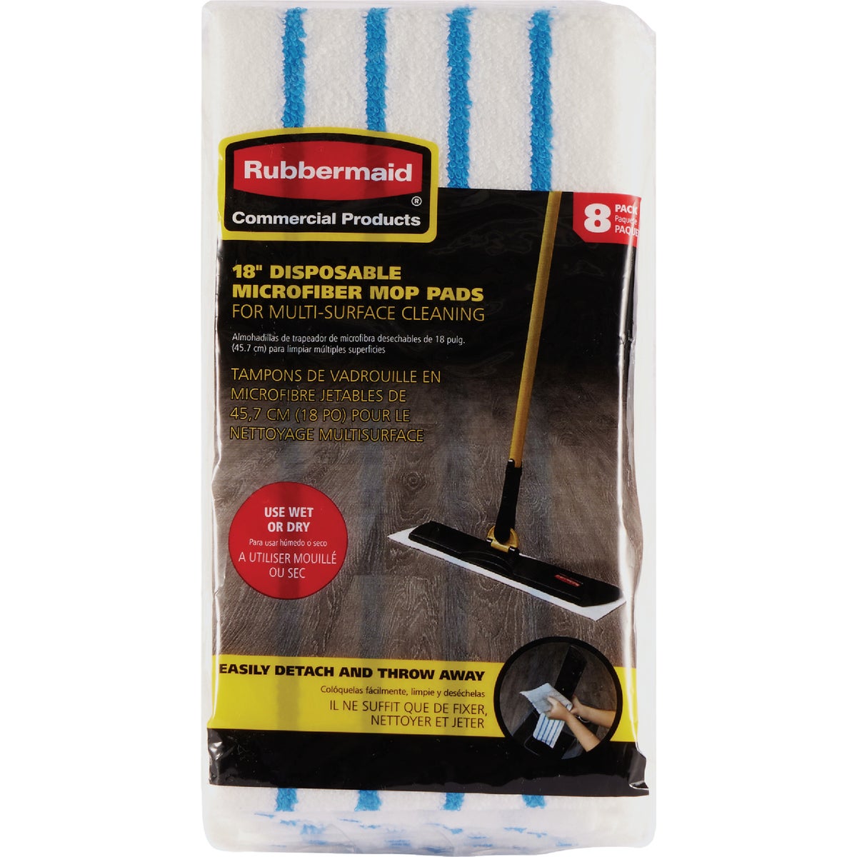 Rubbermaid Commercial 18 In. Disposable Mop Pad Refills (8-Pack) Image 2