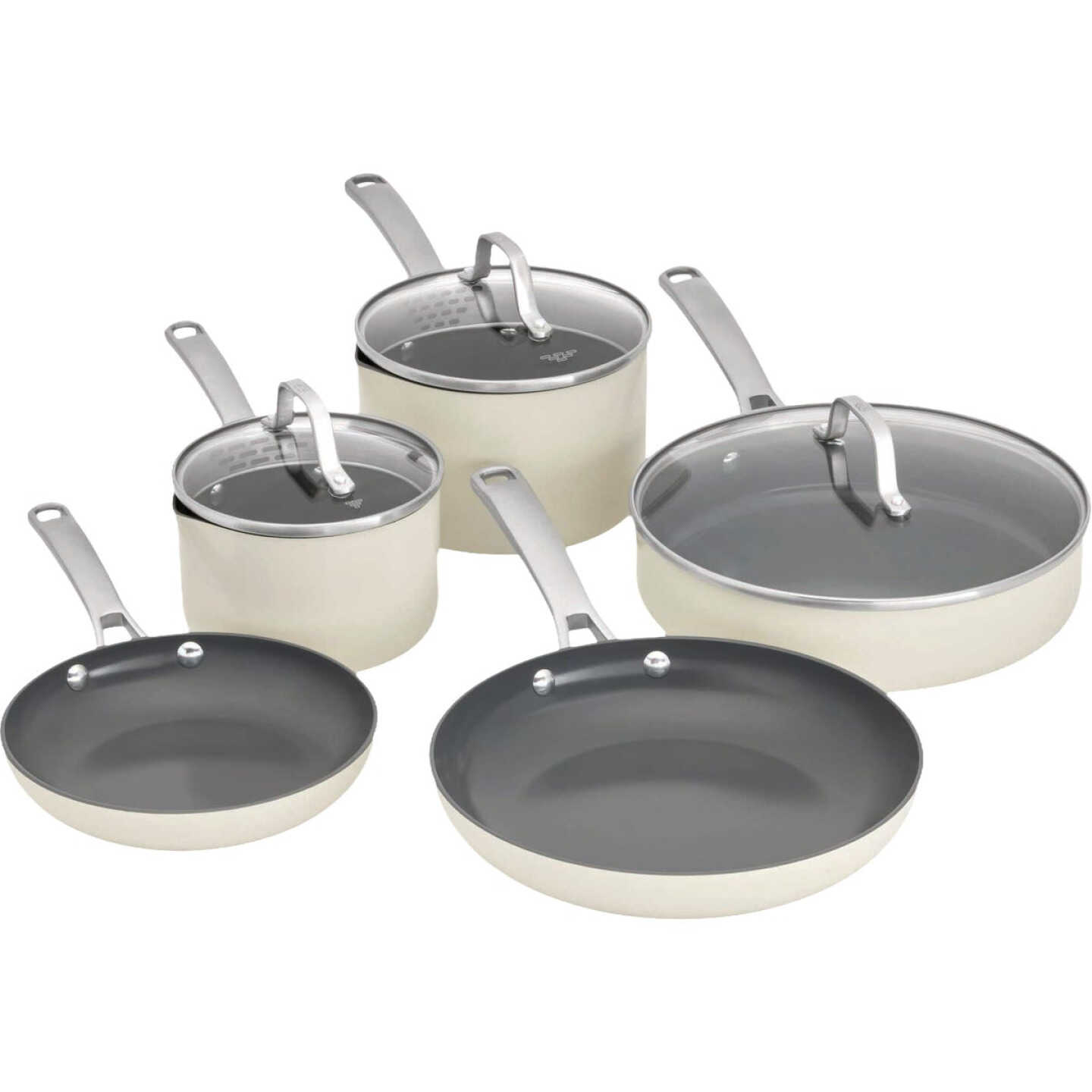 Calphalon Ceramic Nonstick Cookware Set, Flour (8-Piece) Image 1