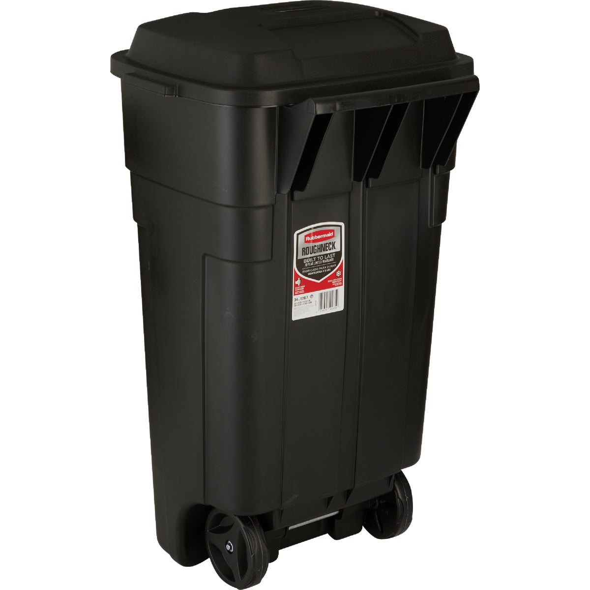 Rubbermaid Roughneck 34 Gal. Black Wheeled Trash Can with Lid Image 4