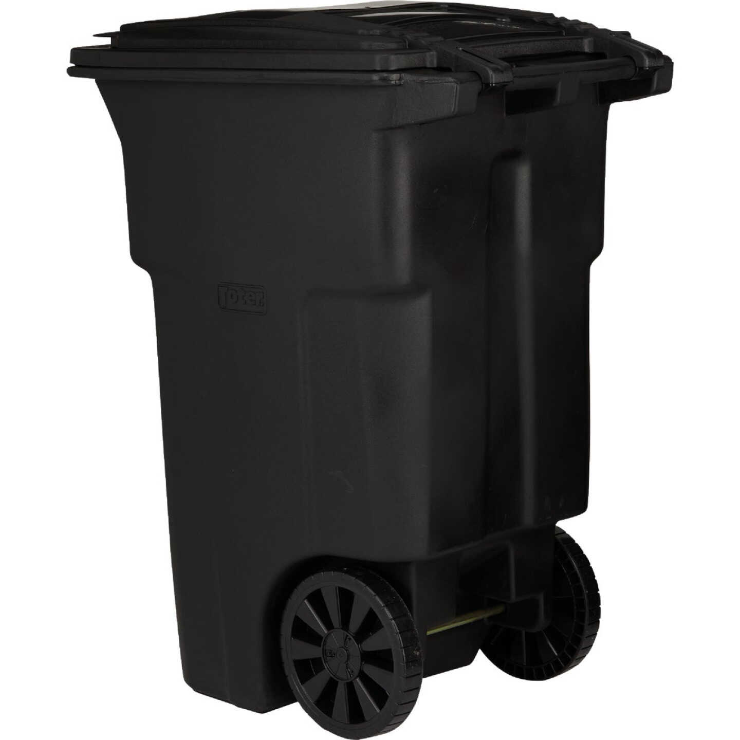 Toter 64 Gal. Black Outdoor Trash Can With Attached Lid and Wheels Image 4