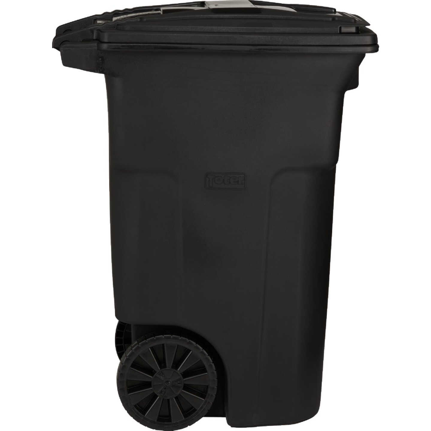 Toter 64 Gal. Black Outdoor Trash Can With Attached Lid and Wheels Image 3