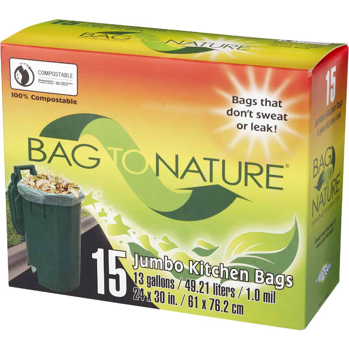 Bag-To-Nature 13 Gal. Compostable Green Trash Bag (15-Count) Image 3