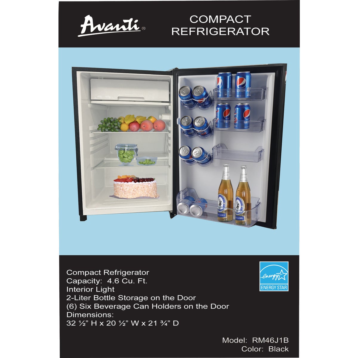 Avanti 4.4 Cu. Ft. Black Counter High Refrigerator with Separate Chiller Image 3