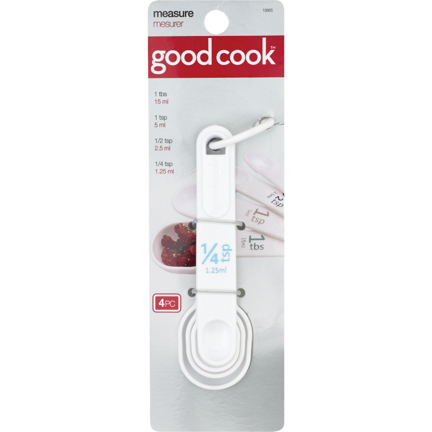 Goodcook White Plastic Measuring Spoon (4-Piece) Image 1