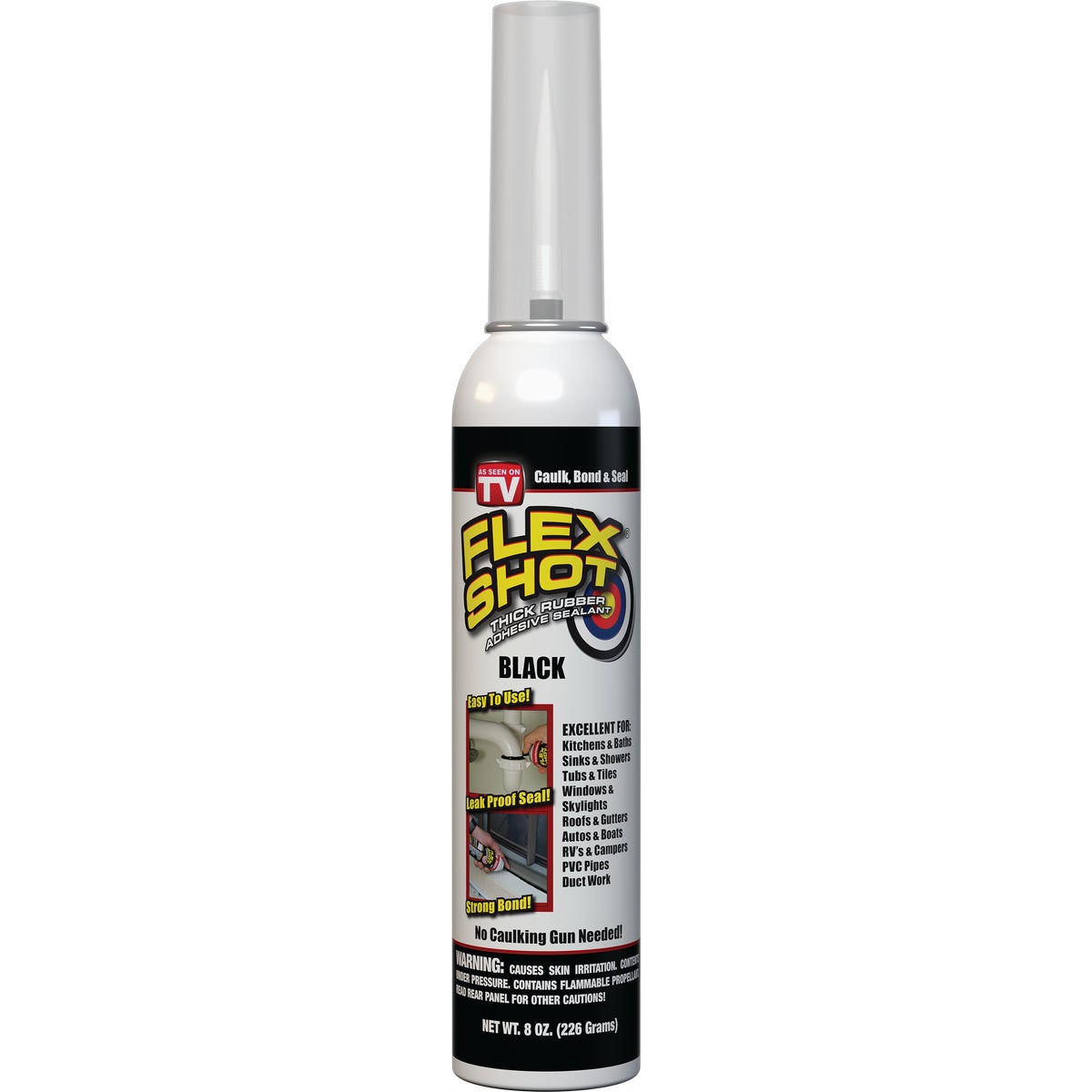 FLEX SHOT 8 Oz. Adhesive Rubber Sealant, Black Image 1