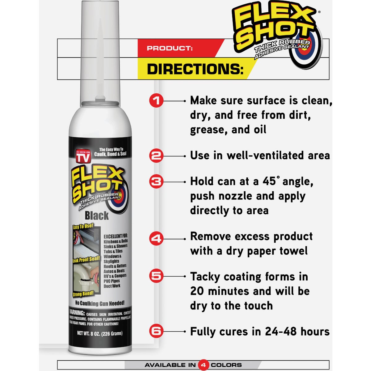 FLEX SHOT 8 Oz. Adhesive Rubber Sealant, Black Image 7