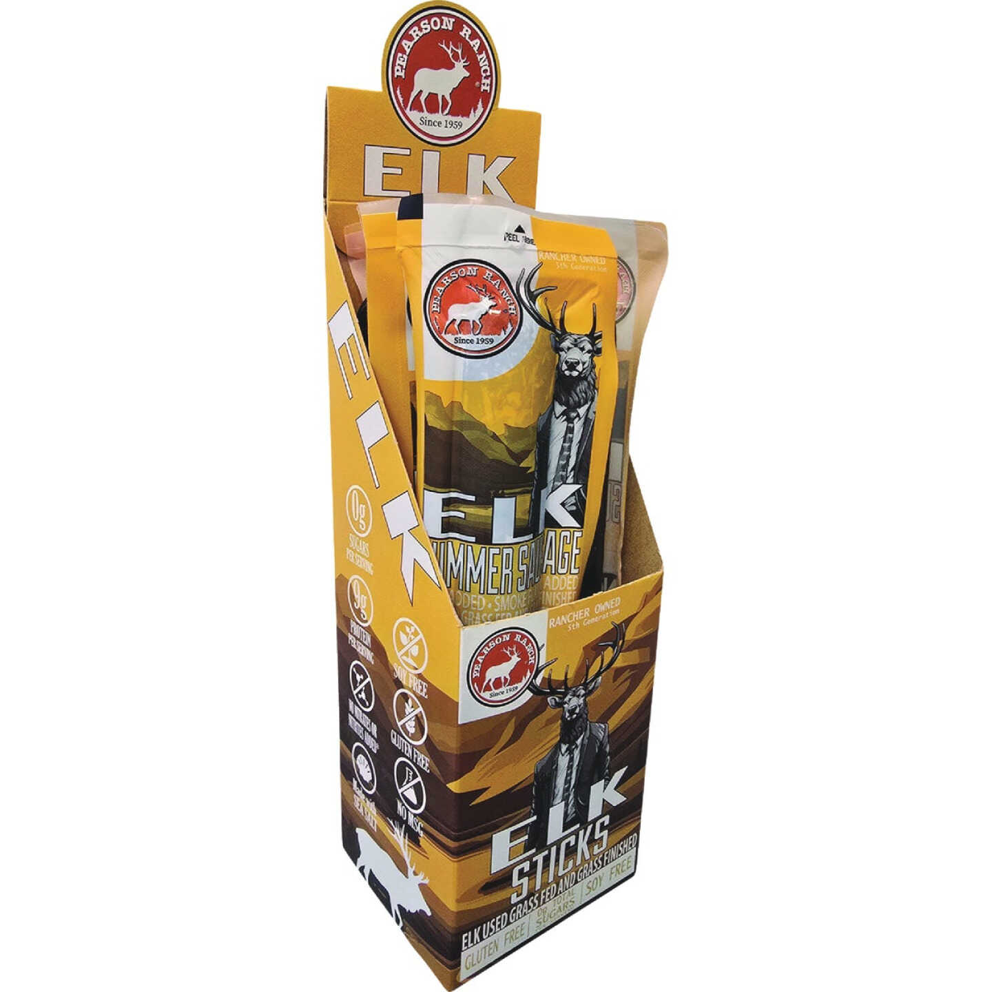 Pearson Ranch Jerky 7 Oz. Elk Summer Sausage Display (4 Packs) Image 1