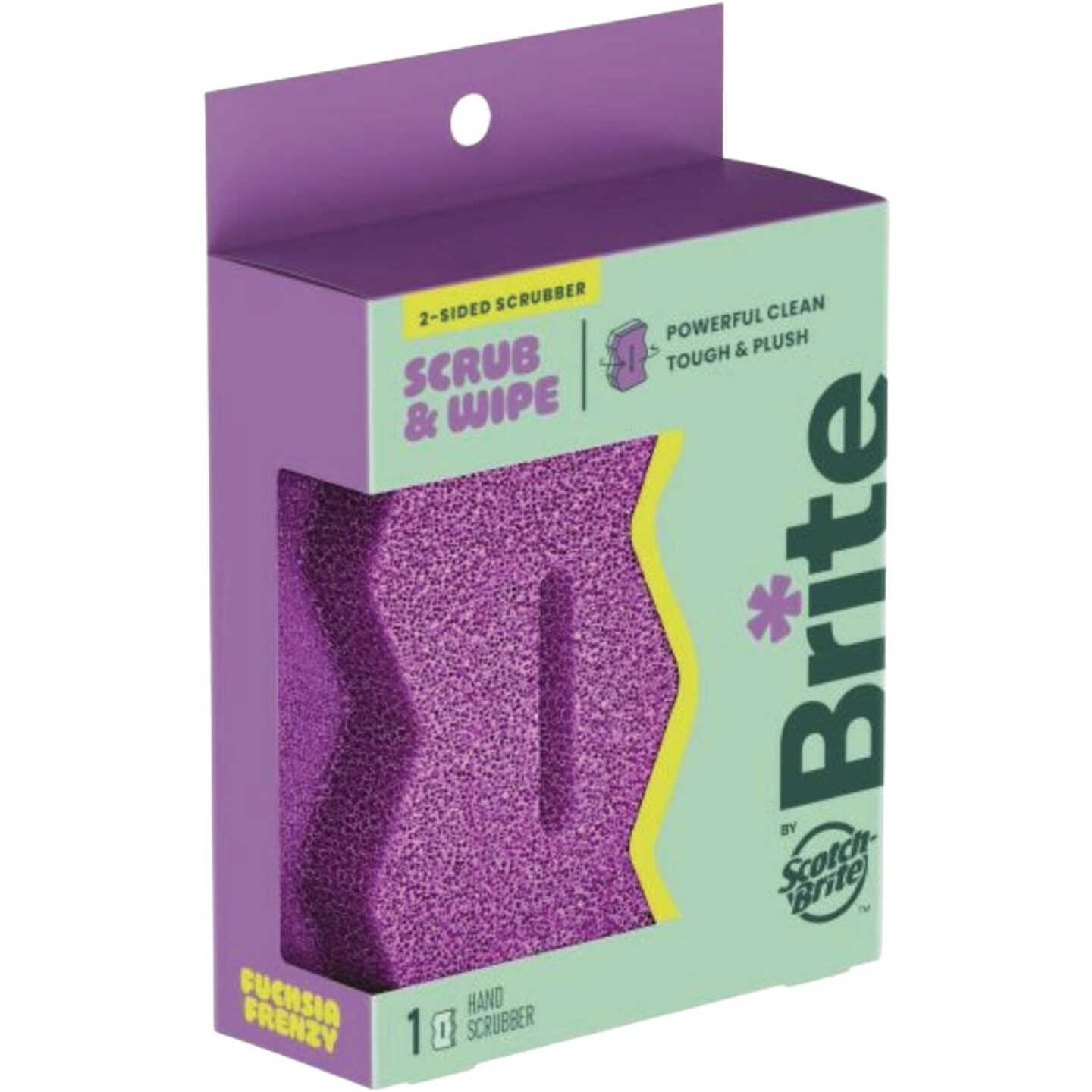 Brite by Scotch-Brite Scrub & Wipe Clean Scrubber, Fuchsia Frenzy Image 1