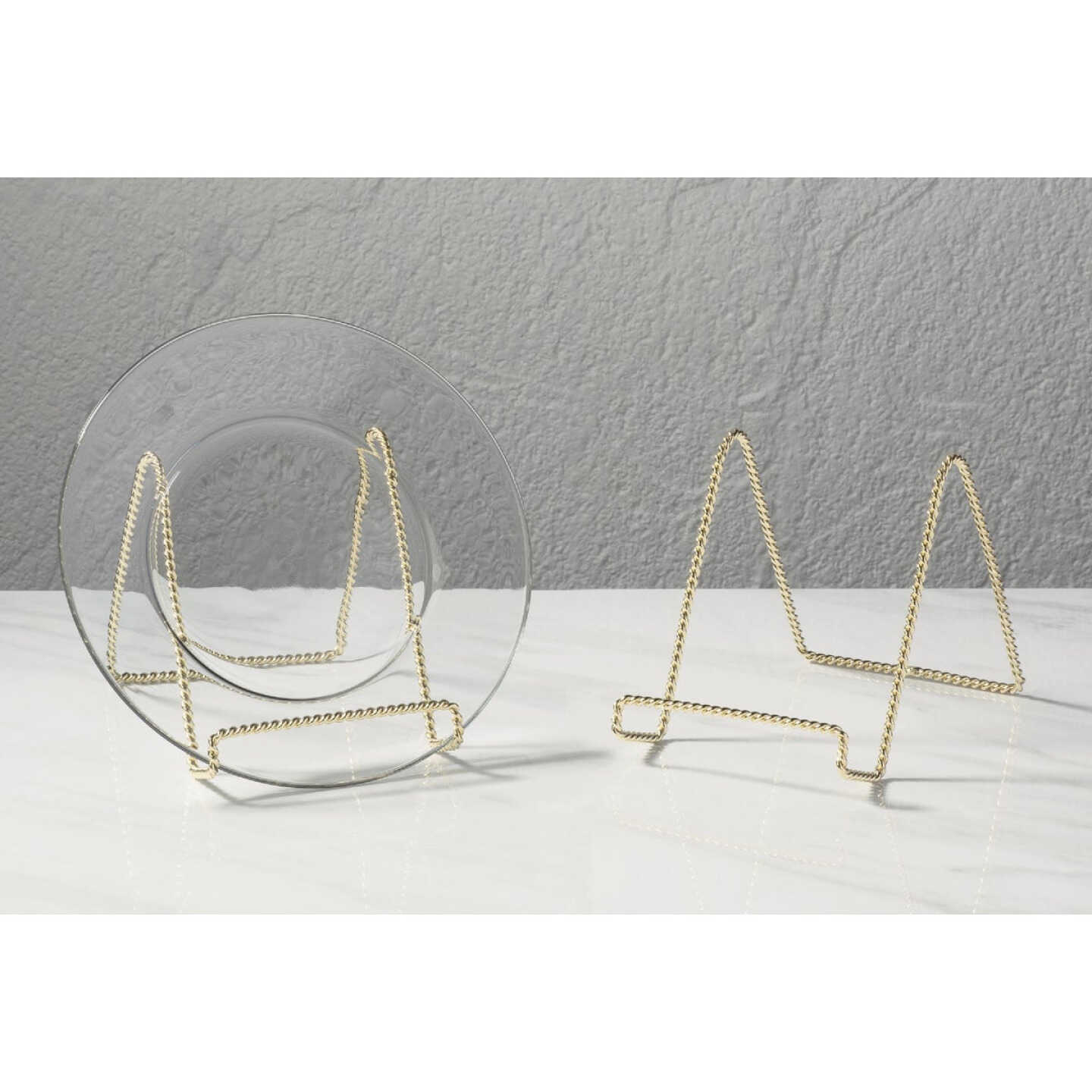 Tripar 6 In. Brass Twisted Wire Plate Stand Image 2